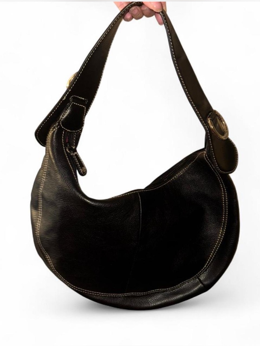 Y2k Anne Klein Black leather hobo bag